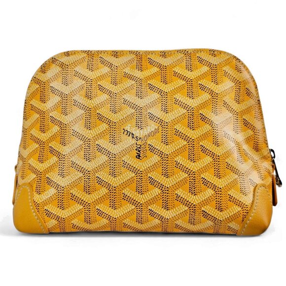GOYARD Vendome Cosmetic Pouch Zip Gold Yellow + Dust Bag Tags - Picture 3 of 16